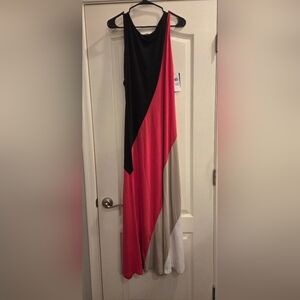 NWT Studio One Asymmetrical Dress in Black, Pink, and Gray